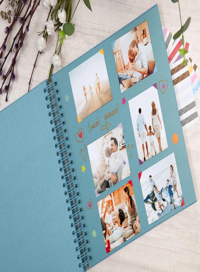 potricher 12 x 12 Inch Large DIY Scrapbook Photo Album 80 Pages Thick Kraft Blank Blue Paper Memory Book for Wedding and Anniversary Family (Blue, 12 Inch) - Image 3